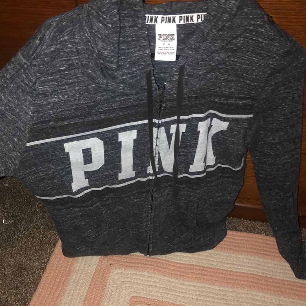 grey PINK zip up